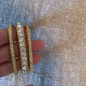 Rhinestone square bangles trio